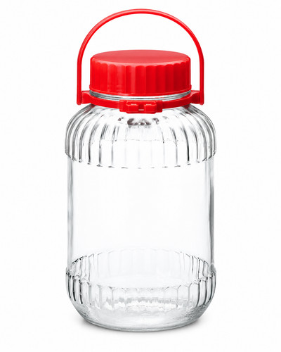 Large glass storage jar red - 5l,