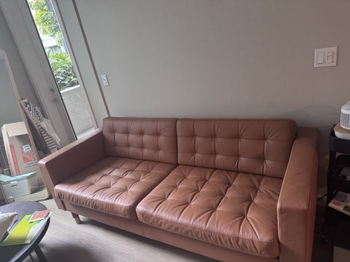Ikea brown leather - ikea, tufted
