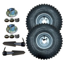 ATV Quad Trailer Kit 22X11-8 Wheels & Tyres Stub Axles & Hubs c/w Bearings