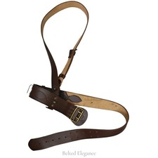 SAM Browne Belt With Shoulder Cross Strap Genuine BROWN Leather British Army UNI