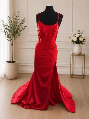 Morilee red satin evening - morilee,