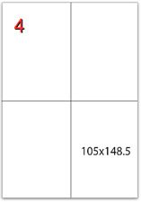 A4 Address Labels Self Adhesive White Sticky Paper Laser Ink Printer 4 per sheet