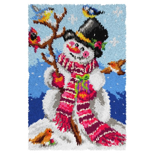 Snowman latch hook - snowman, rug