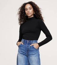 NWT BANANA REPUBLIC Refined Mock-Neck Top XS Black #543439 MSRP $55