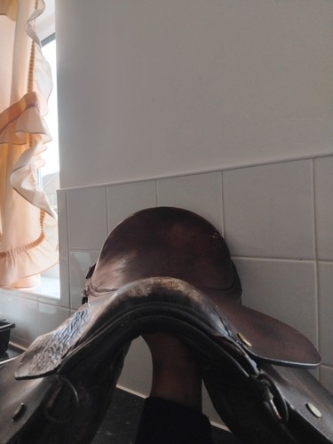 Black leather saddle inch - saddle, 15