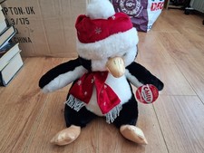 Tesco Chilly Penguin Plush Soft Toy Comforter 13" Tall w/Tag Scarf Hat
