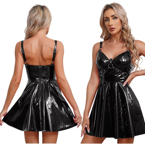 Women leather pleated dress - uk,