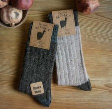 Alpaca Wool Socks 2 pairs Natural Thermal Winter Socks Hiking walking home sock 