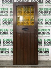 SOLID OAK LEADED DOOR 1930s WOODEN LEADED HARDWOOD ANTIQUE STAINED GLASS YELLOW