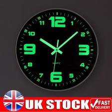 12" Luminous Wall Clock Silent Quartz Home Clock Illuminated Night Light Digital