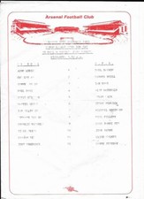 OLD ARSENAL TEAMSHEET v QUEENS PARK RANGERS (QPR) - 28 DEC 1985 (WITH DISCOUNTS)
