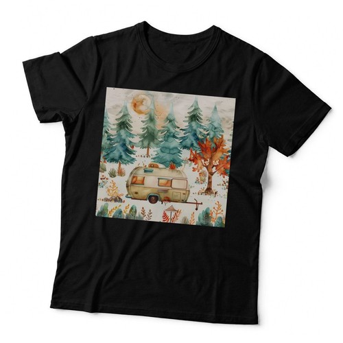Camping trailer amidst autumn - trailer,