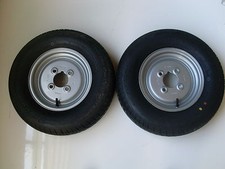 MINI STYLE TRAILER WHEEL & TYRE 145 R10 4 PLY  4 STUD 4" PCD 23.5MM OFFSET X 2 