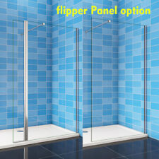 Shower Enclosure Walk In Wet Room Easy Clean NANO Glass Flipper Panel Stone tray