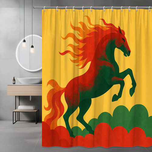 Colorful horse shower curtain - colorful,