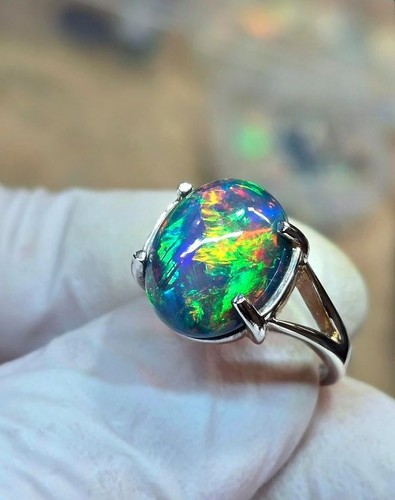 Natural fire opal ring - fire,