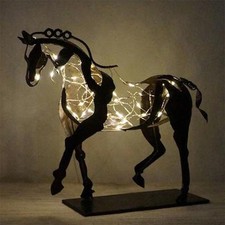 3D LED Lighting Metal Standing Horse Sculpture Statue Home Decoration Gift