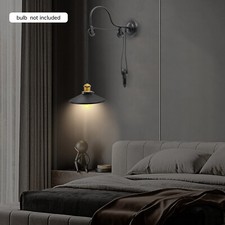 Vintage Industrial Wall Light Sconce Gooseneck Lamp Pulley Metal Wall Fixture