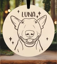 English Bull Terrier Christmas Bauble Ornament Xmas Engraved Personalised Gift