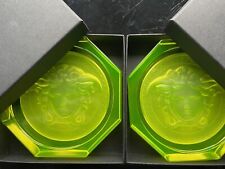 Rosenthal Versace Glass Drinks Coasters Yellow Uranium Glass Brand New Boxed
