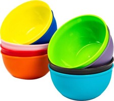 9 Pack 300ml  Plastic Bowls Re-usable Kids Plastic Bowls, Toddler Bowls Rainbow