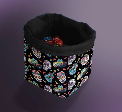 Dice bag black sugar skulls - sugar,