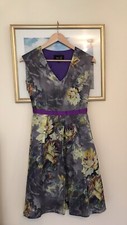Fee G Silk Mix Purple / Yellow Mix Dress Size 8