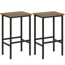 HOMCOM Industrial Bar Stools Set of 2, Kitchen Bar Chairs Home Pub Rustic Brown