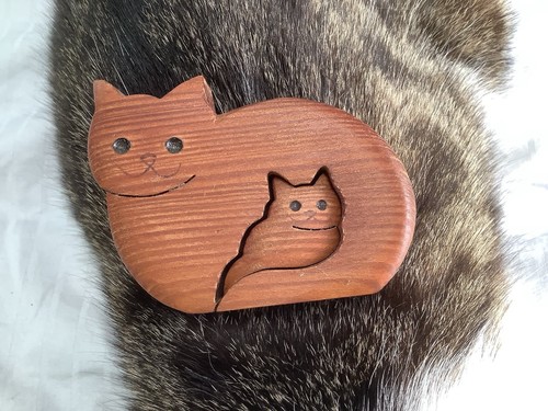 Hand carved wooden cat - carved,