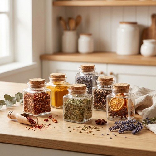 Pcs small glass jars with - small,