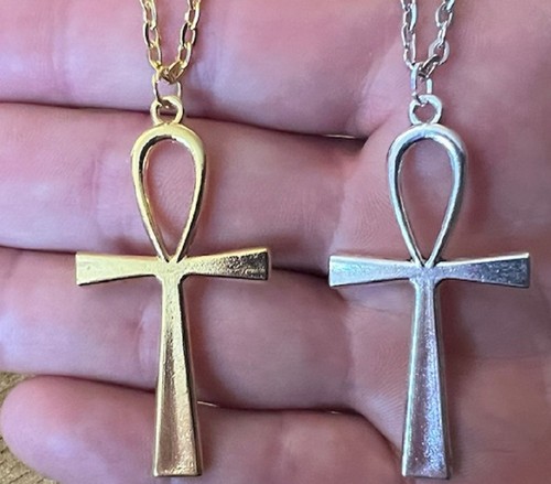 Silver gold egyptian ankh - silver,