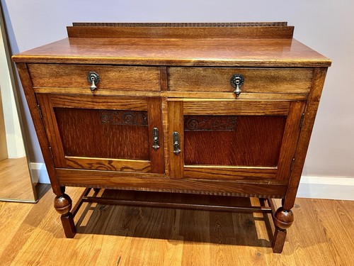 Edwardian solid oak sideboard - oak,