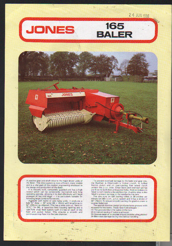 Jones 165 conventional baler - jones,