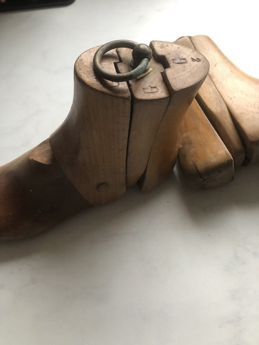 Pair antique wooden shoe - antique,