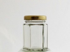 Hexagonal Jars Glass Jam Marmalade Honey 12oz approx 280ml with Lids