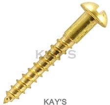 SOLID BRASS SLOTTED ROUND HEAD WOOD SCREWS DOME ALL SIZES 2g 3g 4g 6g 8g 10g 12g