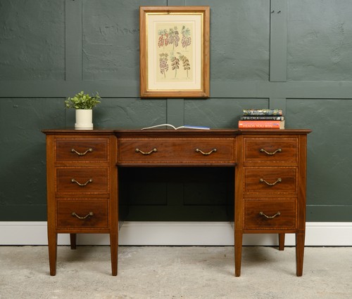 Vintage mahogany pedestal desk - vintage,
