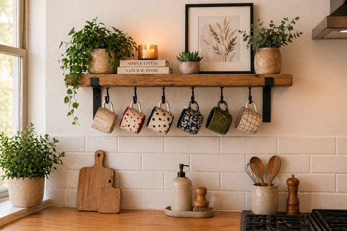 Kitchen shelf with - shelf,