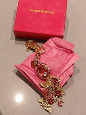 Butler & Wilson Breast Cancer Ribbon Bag Key Fob with Charms 2006 gold-tone BNIB