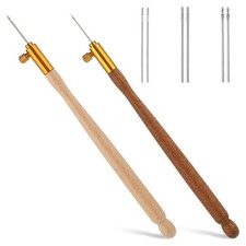 2Pcs Tambour Hooks Kit Embroidery Crochet Hook Wood Handle Tambour8987