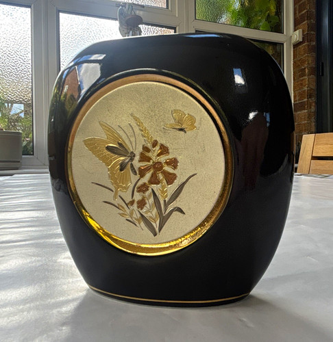 Chokin art black gold ceramic - art, black/gold