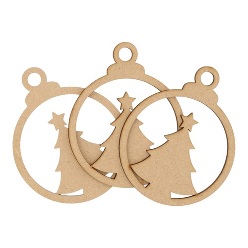 Wooden mdf christmas bauble - mdf,
