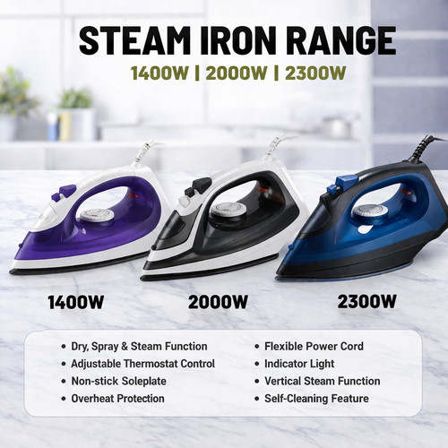 1400 2000 2300w - electric, steam