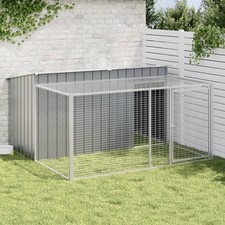 Dog House with Run Dog Kennel Dog Crate Anthracite Galvanised Steel vidaXL