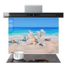 Kitchen Glass Splashback Toughened Cooker ANY SIZE Blue Sky Beach Sand Shells