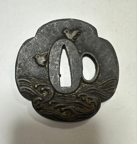 Copper tsuba asuka ocean map - tsuba,