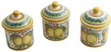 Set Jars Salt Sugar Coffee' Ceramics Lemons Art 8
