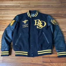 Roland Sands Design RSD Racing Bomber Jacket Black Leather Wool Varsity