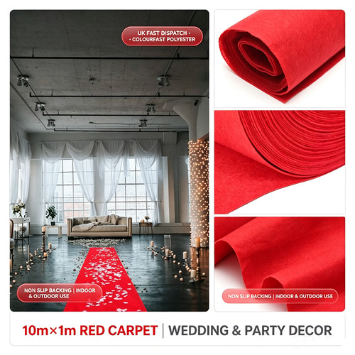 Red carpet runner - red, 10x1m