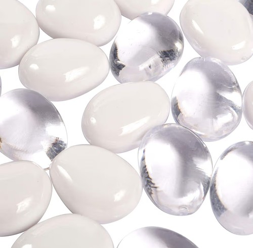 Clear large oval pebbles mixed - oval,